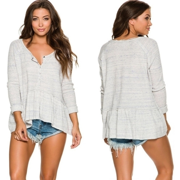Free People Coastline Peplum Long Sleeve Top - Picture 1 of 6